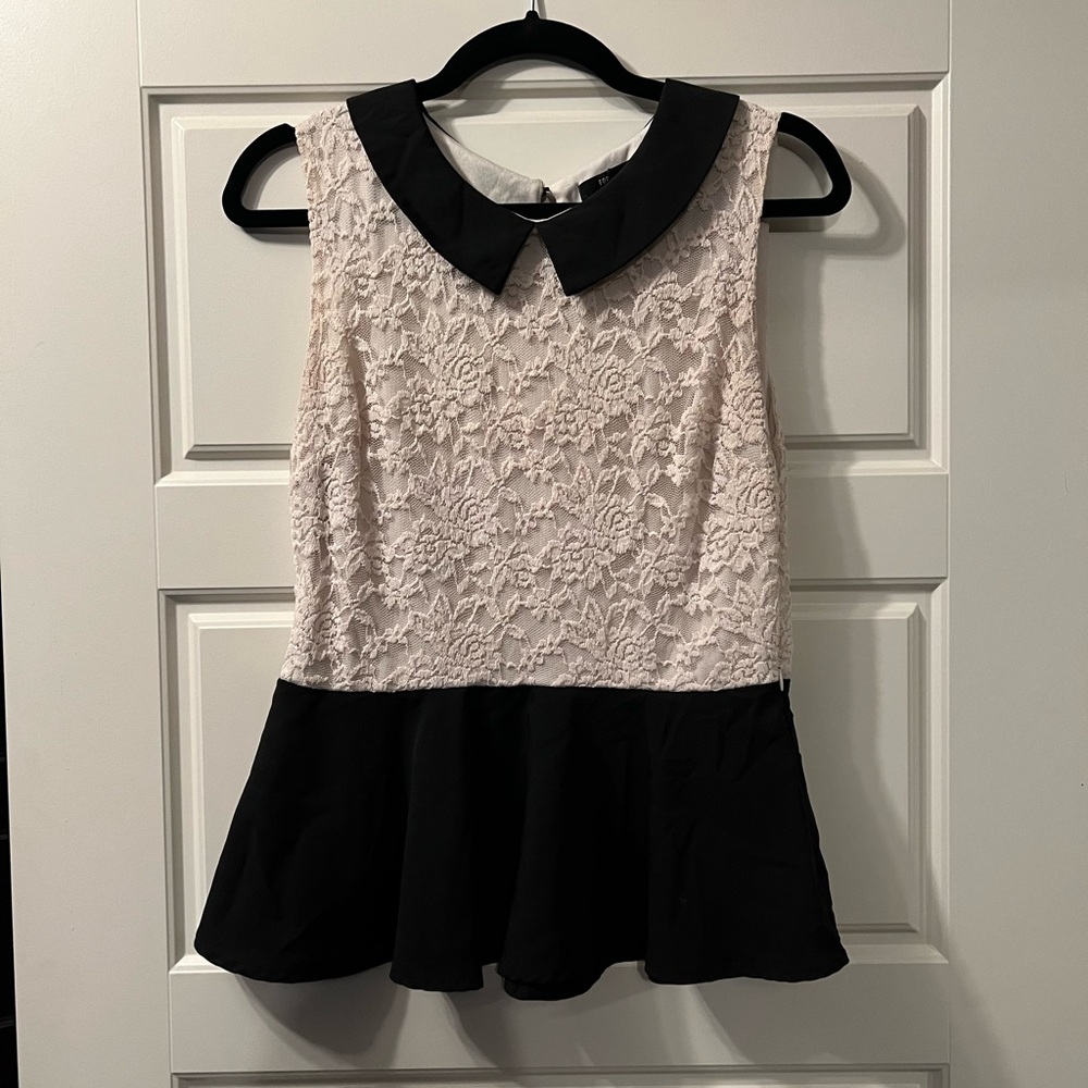 Forever 21 Lace Tank with Collar and Flared Bottom